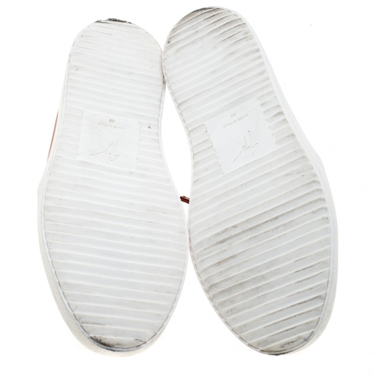 Pre Owned Giuseppe Zanotti Red Leather Eve Slip On Sneakers Size 44