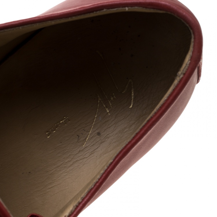 Pre Owned Giuseppe Zanotti Red Leather Eve Slip On Sneakers Size 44