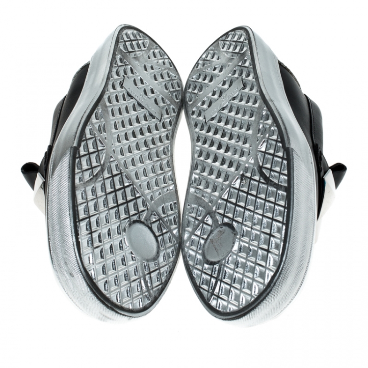 Pre Owned Giuseppe Zanotti Black Studded Leather Skate Slip On Sneakers Size 40