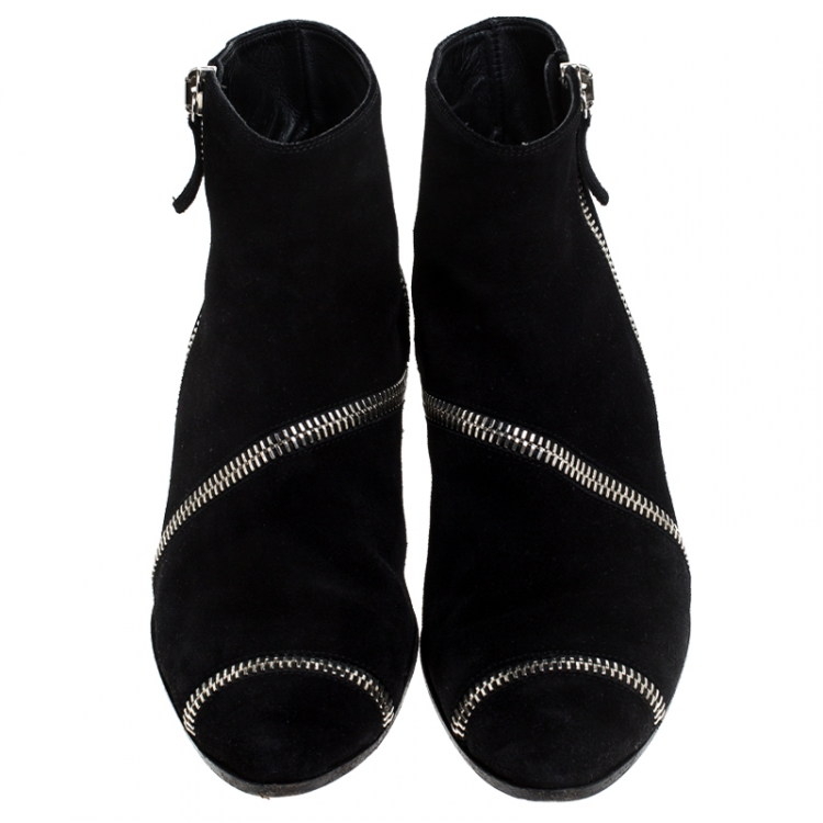 Pre Owned Giuseppe Zanotti Black Suede Ankle Boots Size 42