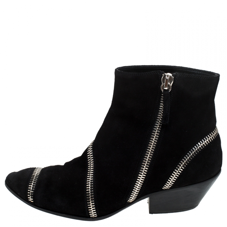 Pre Owned Giuseppe Zanotti Black Suede Ankle Boots Size 42
