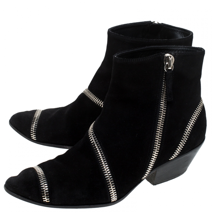 Pre Owned Giuseppe Zanotti Black Suede Ankle Boots Size 42