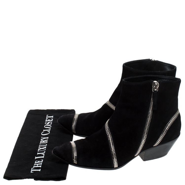 Pre Owned Giuseppe Zanotti Black Suede Ankle Boots Size 42