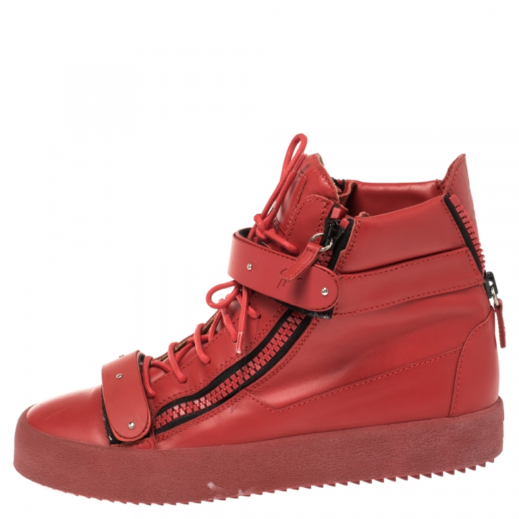 Giuseppe Zanotti Red Leather Lorenz High Top Sneakers Size 43 Giuseppe  Zanotti