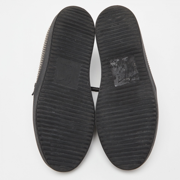 Pre Owned Giuseppe Zanotti Black Studded Leather Eve Slip On Sneakers Size 43