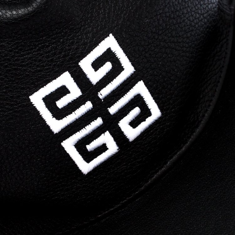 Pre Owned Givenchy Black Logo Embroidered Leather Cap One Size