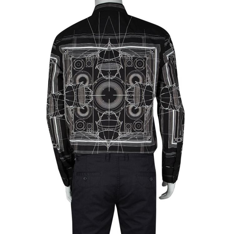 Pre Owned Givenchy Black Cotton Berlin Cobra Print Long Sleeve Button Front Shirt M