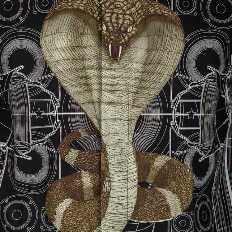 Pre Owned Givenchy Black Cotton Berlin Cobra Print Long Sleeve Button Front Shirt M