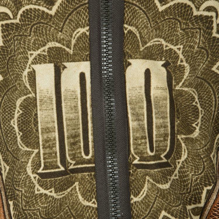 Pre Owned Givenchy Money Print Honeycomb Knit Colombian Fit Zip Up Polo T-Shirt M