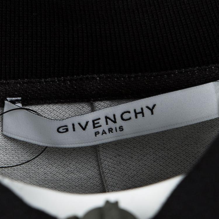Pre Owned Givenchy Money Print Honeycomb Knit Colombian Fit Zip Up Polo T-Shirt M