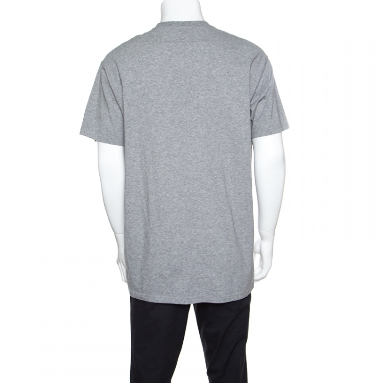 Pre Owned Givenchy Grey Photo Printed Cotton Crew Neck T-Shirt M