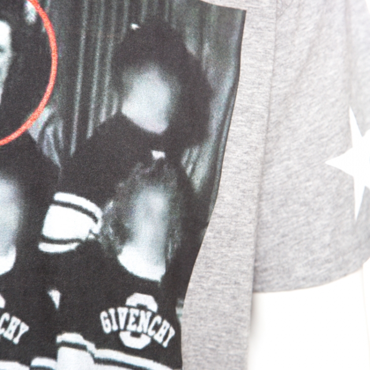 Pre Owned Givenchy Grey Photo Printed Cotton Crew Neck T-Shirt M