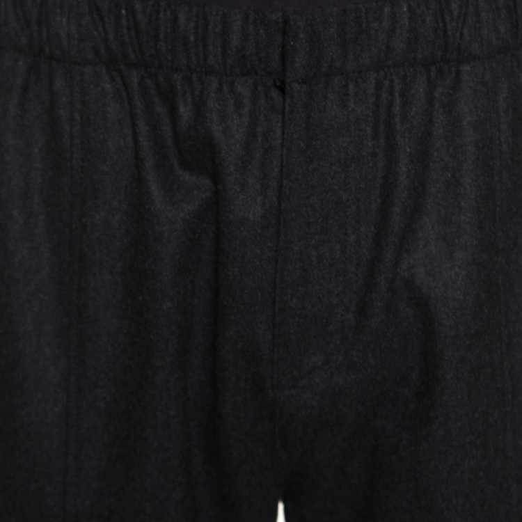 Pre Owned Givenchy Dark Grey Wool Elasticized Waist Zip Detail Pants XL