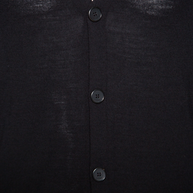 Pre Owned Givenchy Black Wool Long Sleeve Button Front Cardigan L