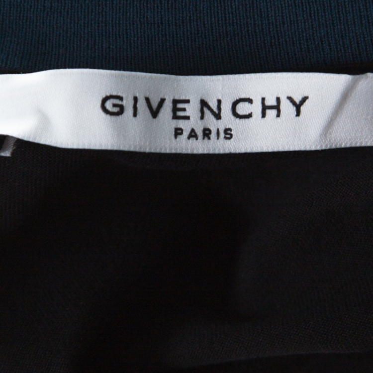 Pre Owned Givenchy Black Cotton Contrast Trim Logo Embroidered Slim Fit T-Shirt L