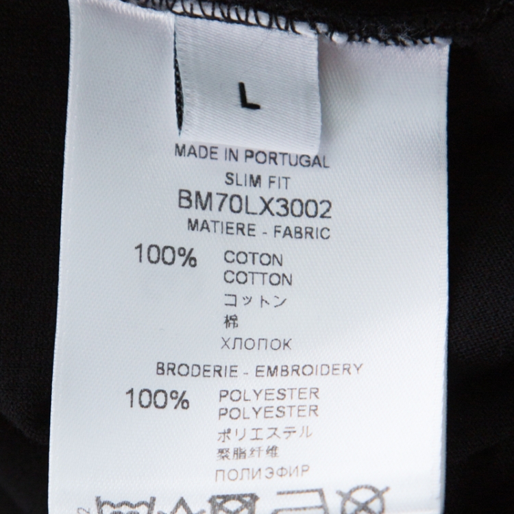 Pre Owned Givenchy Black Cotton Contrast Trim Logo Embroidered Slim Fit T-Shirt L