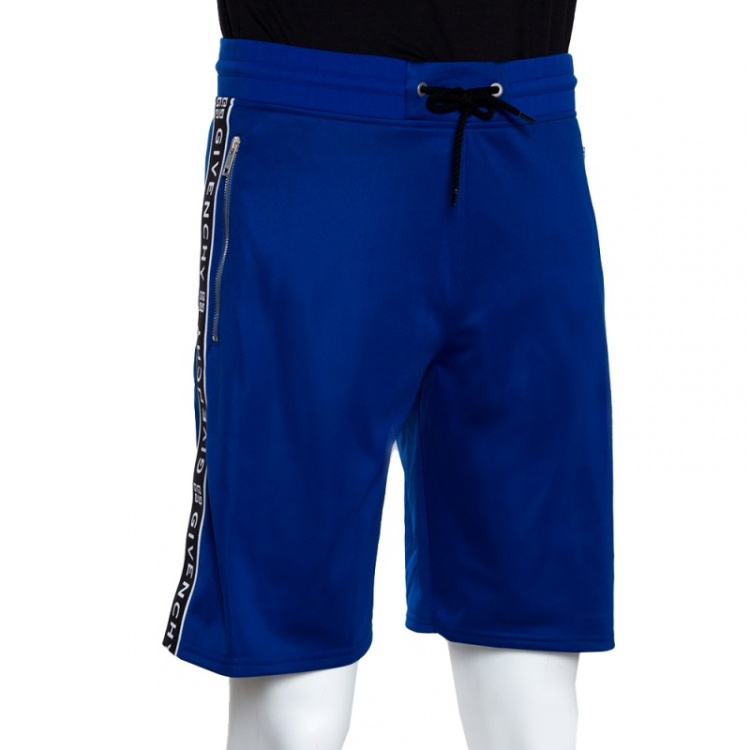 Pre Owned Givenchy Blue Jersey 4G Side Band Shorts S