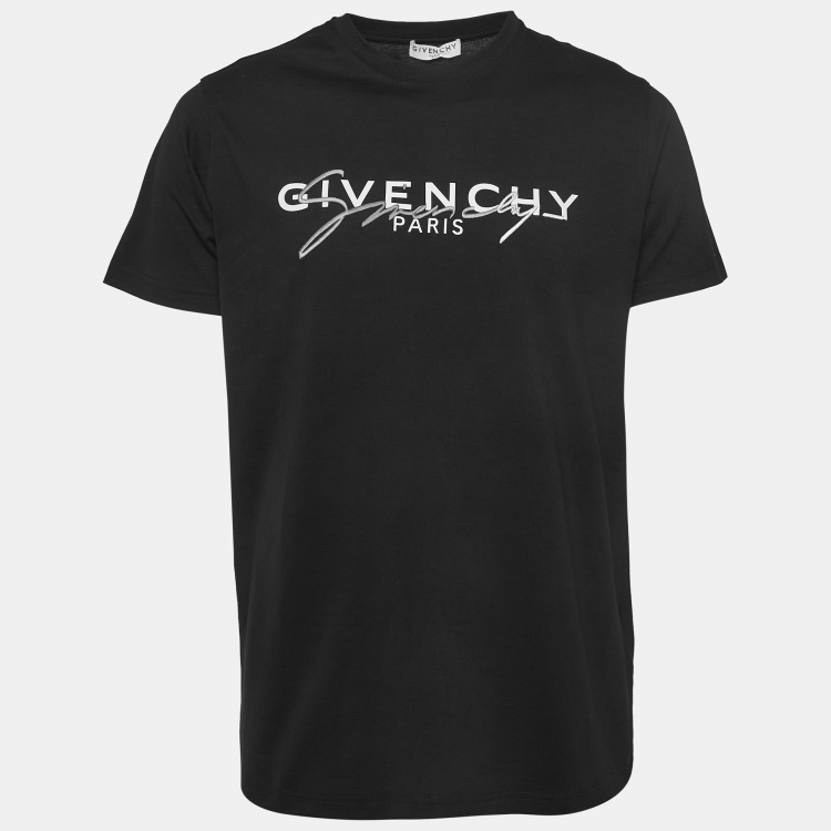 Pre Owned Givenchy Black Degrade Signature Cotton Regular-Fit T-Shirt S
