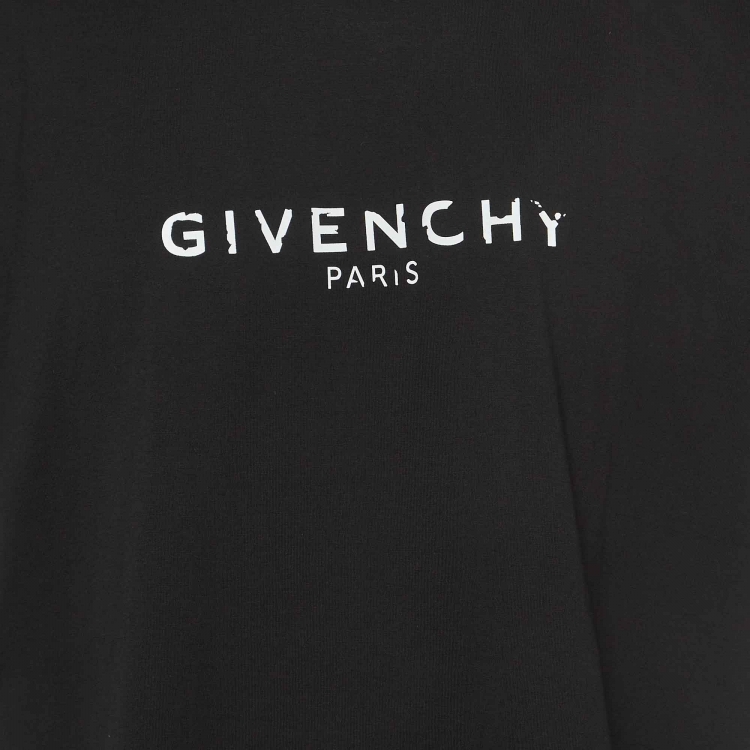 Pre Owned Givenchy Black Logo Printed Cotton Oversized Fit T-Shirt M