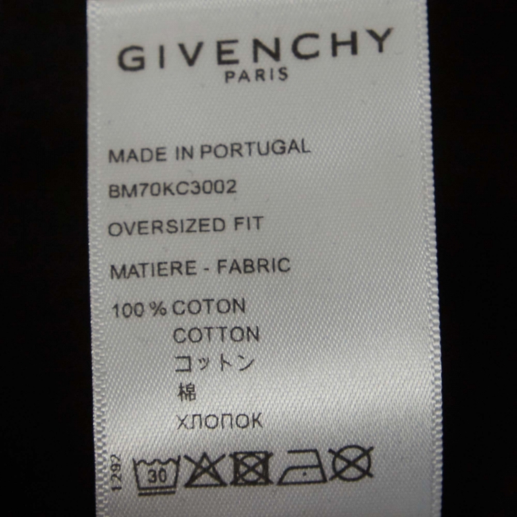 Pre Owned Givenchy Black Logo Printed Cotton Oversized Fit T-Shirt M