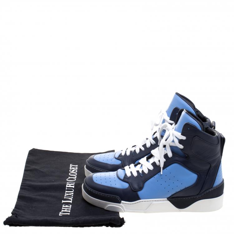 Pre Owned Givenchy Two Tone Leather Tyson High Top Sneakers Size 43