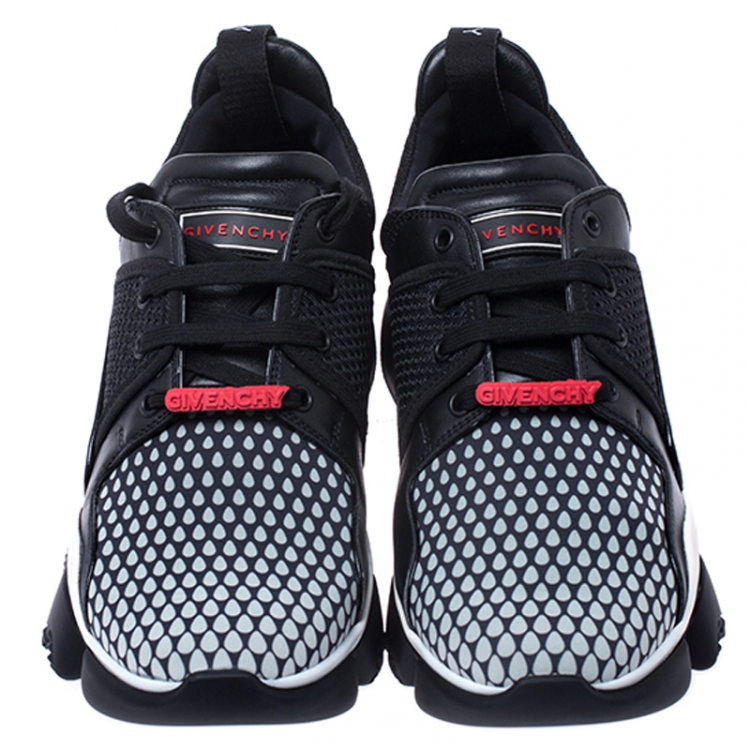 Pre Owned Givenchy Black Leather and Mesh Jaw Low Top Sneakers Size 44