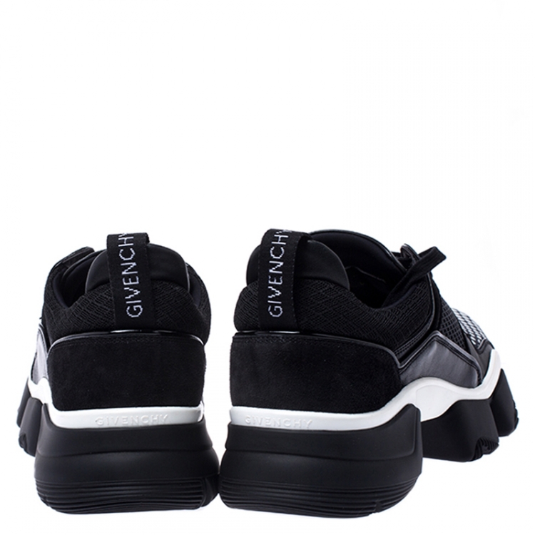 Pre Owned Givenchy Black Leather and Mesh Jaw Low Top Sneakers Size 44