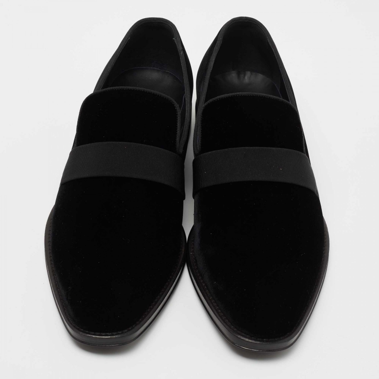Pre Owned Givenchy Black Velvet Jenaro Slip On Loafers Size 44