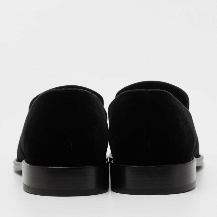Pre Owned Givenchy Black Velvet Jenaro Slip On Loafers Size 44