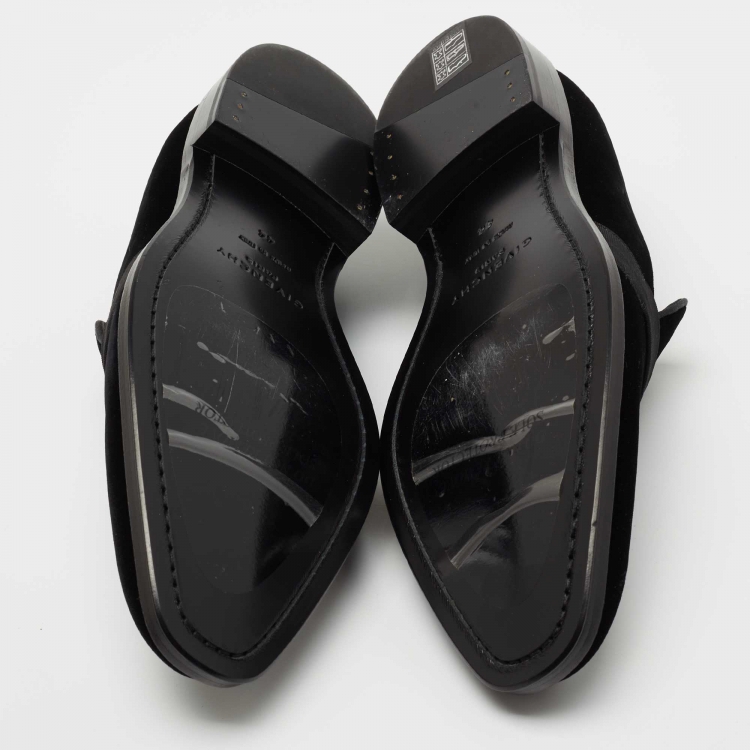 Pre Owned Givenchy Black Velvet Jenaro Slip On Loafers Size 44