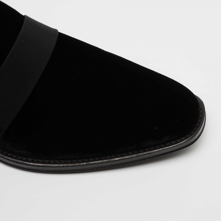 Pre Owned Givenchy Black Velvet Jenaro Slip On Loafers Size 44