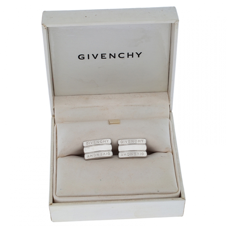 Pre Owned Givenchy Silver Tone Bar Cufflinks