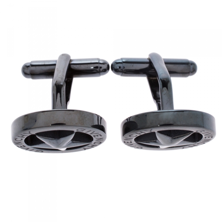 Pre Owned Givenchy Dark Grey Tone Star Cufflinks