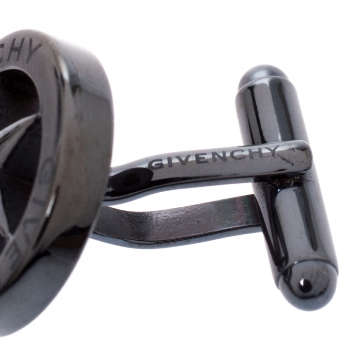 Pre Owned Givenchy Dark Grey Tone Star Cufflinks