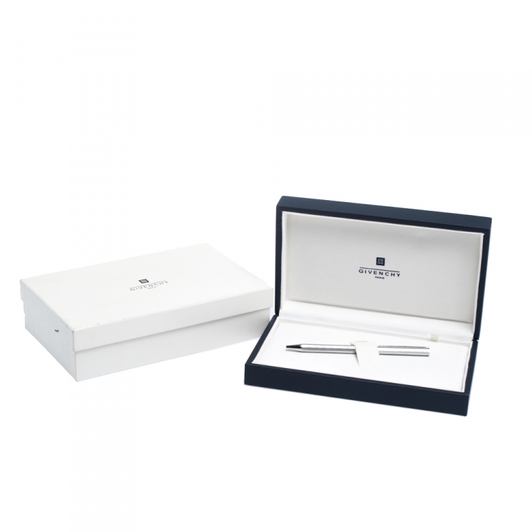 Pre Owned Givenchy Octagonal Textured Silver Tone Ballpoint Pen