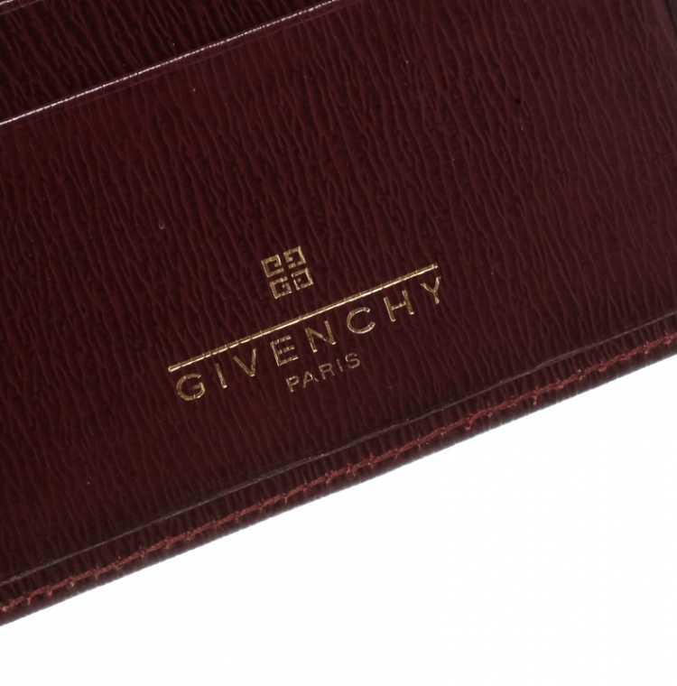 Pre Owned Givenchy Burgundy Leather Bi Fold Wallet