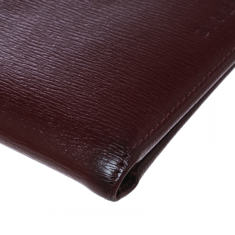 Pre Owned Givenchy Burgundy Leather Bi Fold Wallet