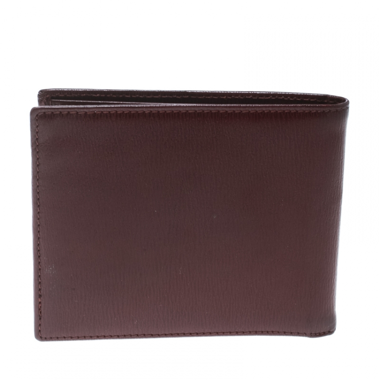 Pre Owned Givenchy Burgundy Leather Bi Fold Wallet