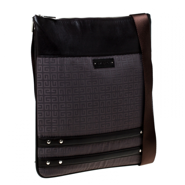 Pre Owned Givenchy Brown Signature Canvas and Leather Messenger Bag