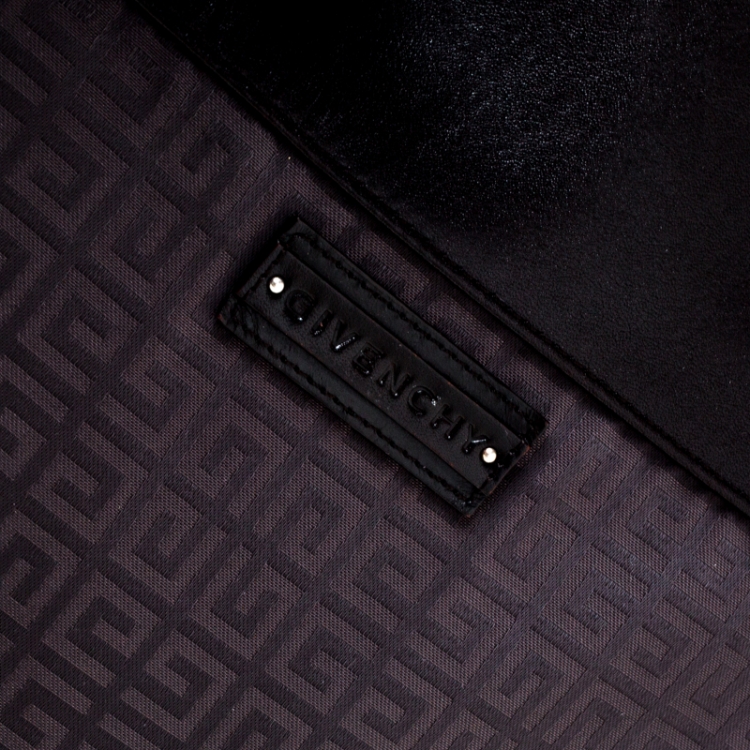Pre Owned Givenchy Brown Signature Canvas and Leather Messenger Bag