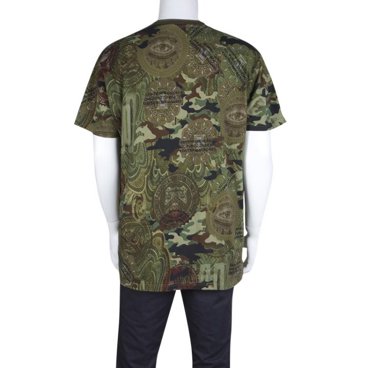 Pre Owned Givenchy Green Camouflage Print Crew Neck Columbian Fit Cotton T-Shirt M