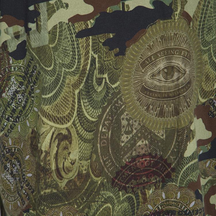 Pre Owned Givenchy Green Camouflage Print Crew Neck Columbian Fit Cotton T-Shirt M