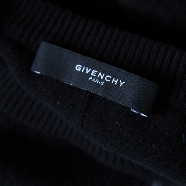 Pre Owned Givenchy Black Wool Rottweiler Pattern Crew Neck Sweater M