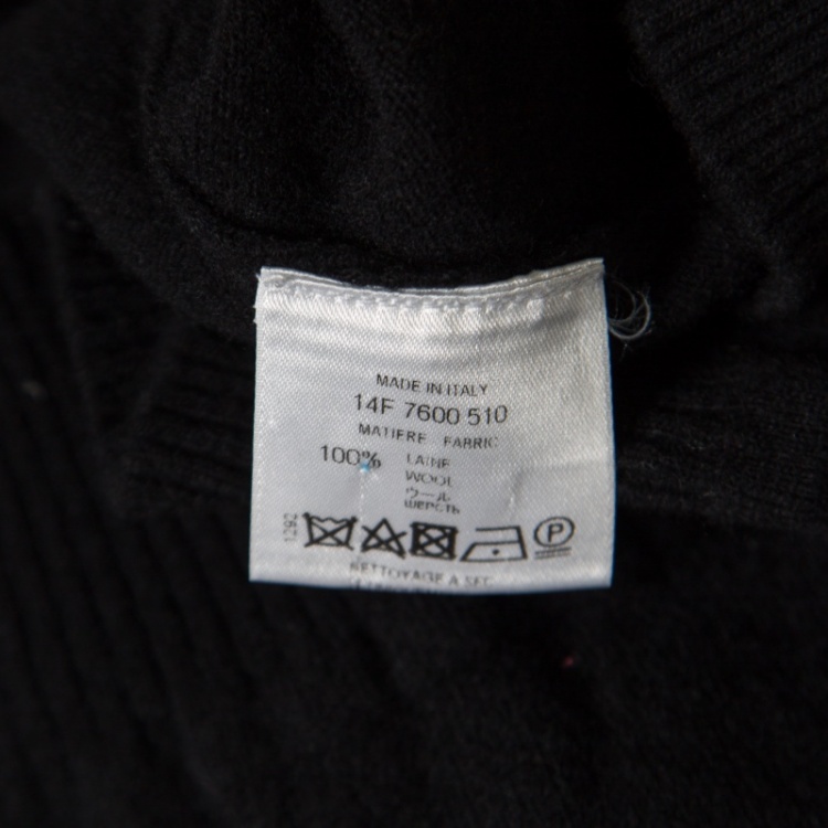 Pre Owned Givenchy Black Wool Rottweiler Pattern Crew Neck Sweater M