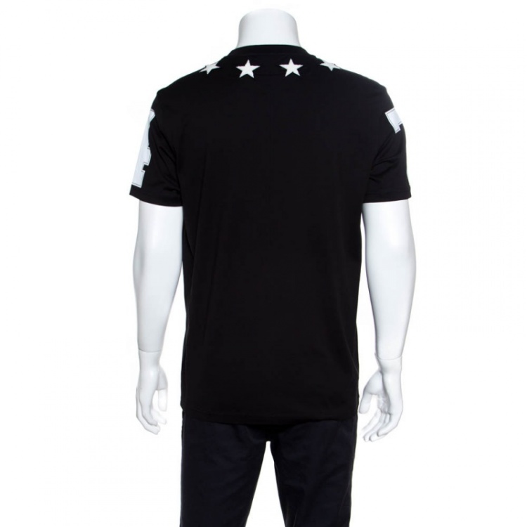 Pre Owned Givenchy Black Star Applique Detail Columbian Fit T-Shirt L