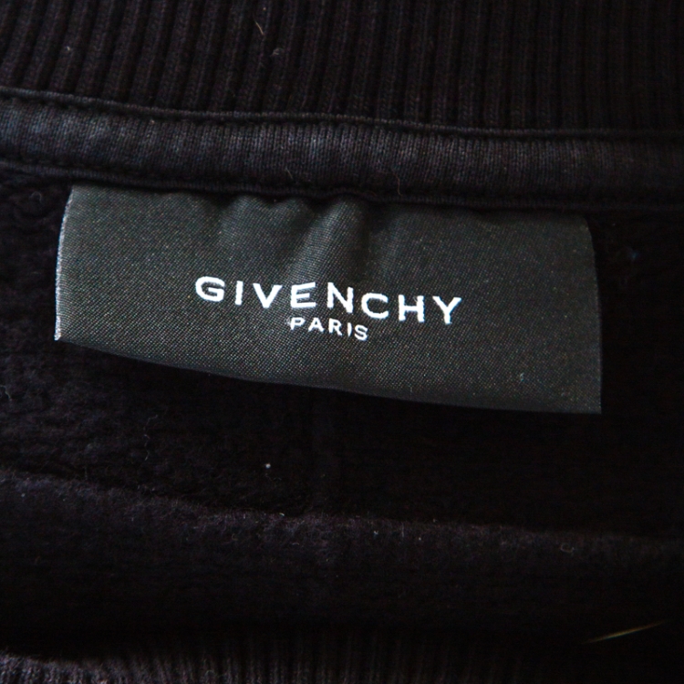 Pre Owned Givenchy Black Printed Cotton Long Sleeve Sweatshirt S