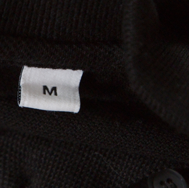 Pre Owned Givenchy Black Pique Knit Star Appliqué Detail Contrast Short Sleeve Polo T Shirt M