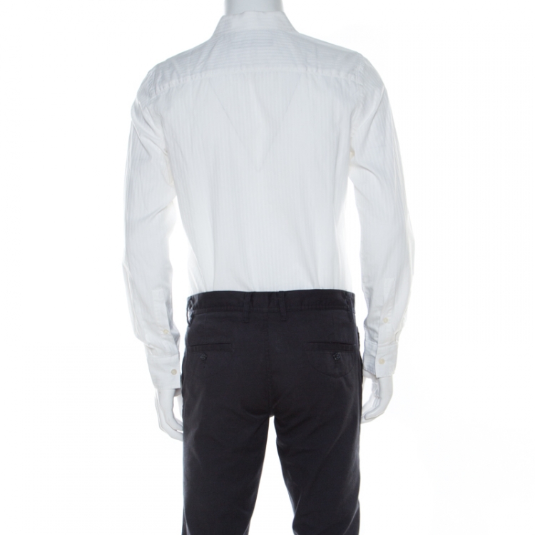 Pre Owned Givenchy White Striped Cotton Button Front Shirt M 