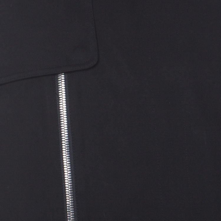 Pre Owned Givenchy Black Cotton Trench Style Zip Front Bomber Jacket L 