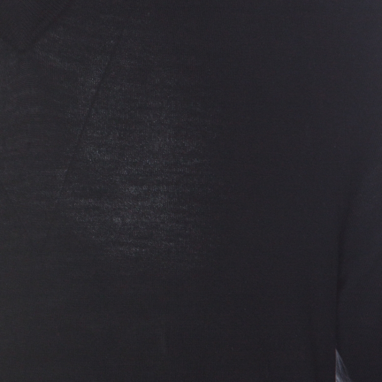 Pre Owned Givenchy Black Wool Lightweight Knit V Neck Sweater L 